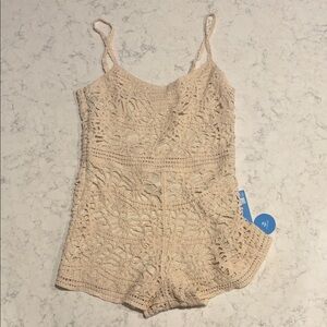 Crochet Lace Romper in Cream